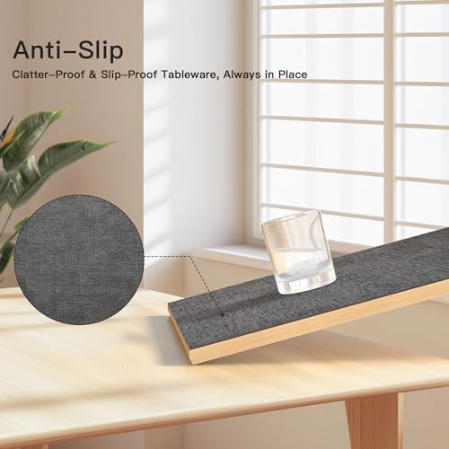 DOLOPL Placemats Set of 6 – Elegant Double Side Washable Place Mats for Dining Table, Heat Resistant Wipeable Reversible Modern Dining PU Table Mats for Kitchen, Office, Outdoor Use (Charcoal)