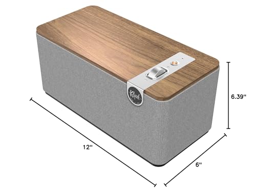 Klipsch The One Plus Premium Bluetooth Speaker System with Two 2.25” Full Range Drivers, 4.5” Woofer, Bluetooth 5.3 with Up to 40 ft. of Distance, Walnut