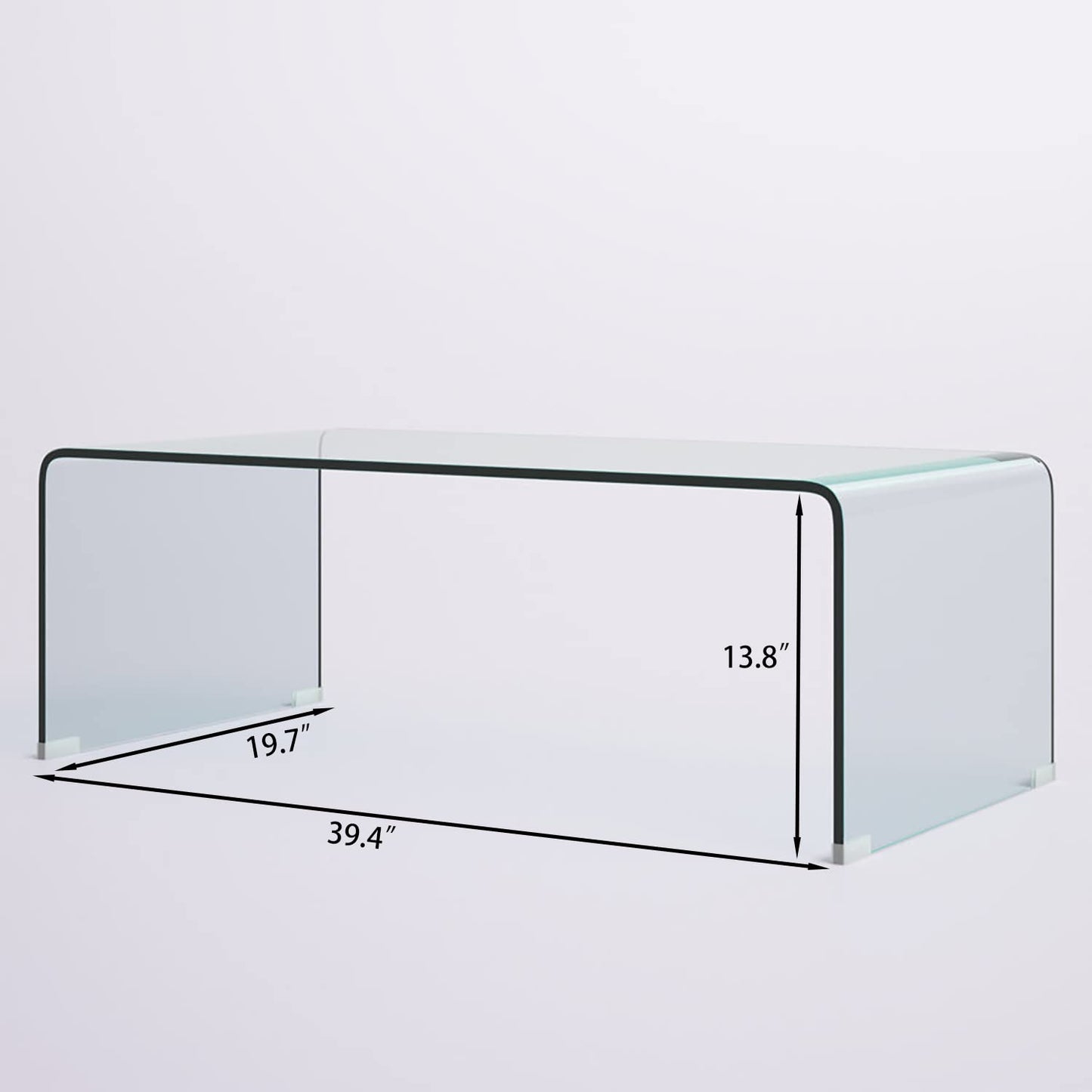 Premium Tempered Glass Coffee Table,Small Modern Clear Coffee Table for Living Room,Match Well with Rug (39.4x19.7x13.8)