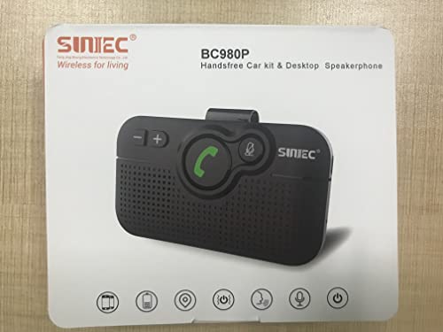 SUNITEC Bluetooth Car Speaker for Cell Phone, Handsfree Bluetooth Car Kit Motion AUTO ON Off Support Siri Voice Assistant Handsfree Speakerphone with Visor Clip - BC980P