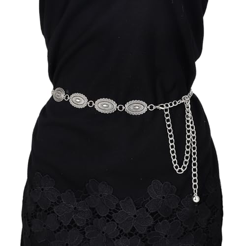 Western Metal Concho Belt for Women Boho Waist Chain Cowgirl Belt Retro Chain Belts Adjustable