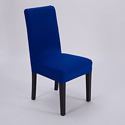 SheYang Spandex Fabric Stretch Removable Washable Dining Room Chair Cover Protector Seat Slipcovers(Royal Blue,4)