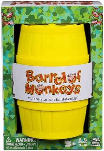 Spin Master Games, Barrel of Monkeys, Retro Linking Fun for Preschoolers, Family Games, 1 & Up Players, for Ages 3 & Up