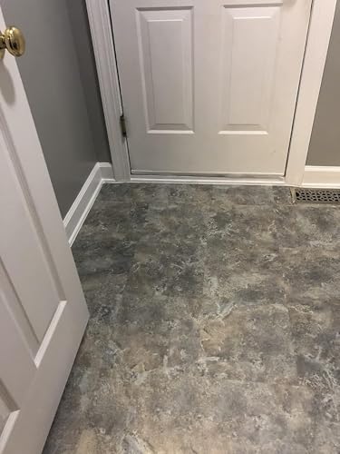 Chic Stone Vibe Underfoot – Peel and Stick Flooring Tiles, Upgraded 12"x12" Thick Vinyl Grey Tones Floor Tiles Waterproof, Residue-Free DIY for Instant Ambiance (12 Tiles)