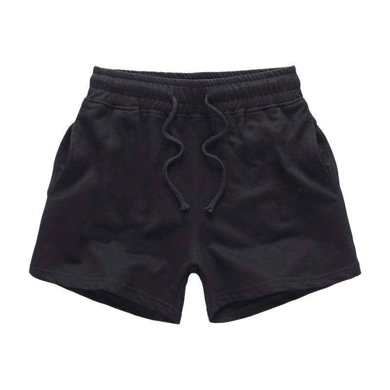 JackieLove Men's & Women's 3" Sweat Gym Running Workout Athletic Short Training Lounge Cotton Shorts Bottoms Black