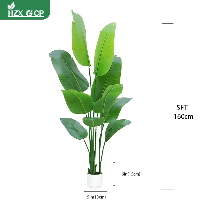 Bird of Paradise Plant Artificial 5ft,Faux Plants Indoor Tall with 10 Trunks - The Perfect Indoor Silk Floor Plant for Home Decor in Living Room, Office, and Bedroom (5FT Bird of Paradise)