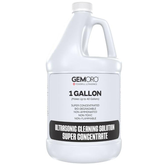 GemOro Jewelry Cleaner Solution Concentrate | for Ultrasonic Machines | Professional Performance Cleans Rings Watches Glasses Earrings (1 Gallon)