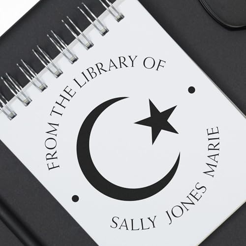 Personalized Name and Book Stamper - Self-Inking Respected Crescent Customized Library Stamp for Imams - Custom Book Stamp - Ideal for Personal Libraries, Religious Books, and Educational Materials