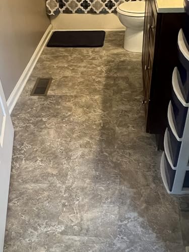 Chic Stone Vibe Underfoot – Peel and Stick Flooring Tiles, Upgraded 12"x12" Thick Vinyl Grey Tones Floor Tiles Waterproof, Residue-Free DIY for Instant Ambiance (12 Tiles)