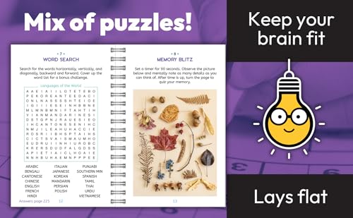 Large Print Memory Puzzles: 175+ Puzzles and Activities for Adults to Exercise Memory and Improve Focus - Includes Spiral Bound / Lay Flat Design and ... Font for Easy Reading (Brain Busters)