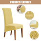 Lussenwert Velvet Dining Chair Covers Stretch XL/Oversized Chair Covers for Dining Room Set of 6 Parsons Chair Slipcovers Removable Washable Chair Seat Protector for Kitchen Banquet, Lemon-Yellow