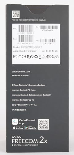 Cardo Systems FREECOM 2X Motorcycle 2-Way Bluetooth Communication System Headset - Black, Single Pack