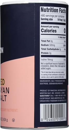 Morton Iodized Himalayan Pink Salt, 22 oz (2 Pack)