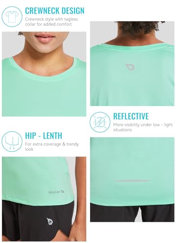 baleaf Women's Short Sleeve Running Workout Shirts Athletic Tops Lightweight Quick Dry Training Yoga Crewneck Aqua S