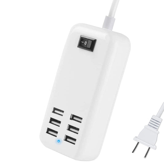 6 Ports USB Charger Hub Desktop US Plug AC Power Wall Travel Charging Adapter Slots Charging Station