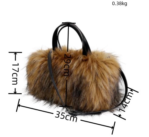 Furry Shoulder Bag For Women Fuzzy Faux Fur Large Plush Tote Handbag Cute Soft Fluffy Purse Carrying Sweet Cool Y2k Style (Yellow)
