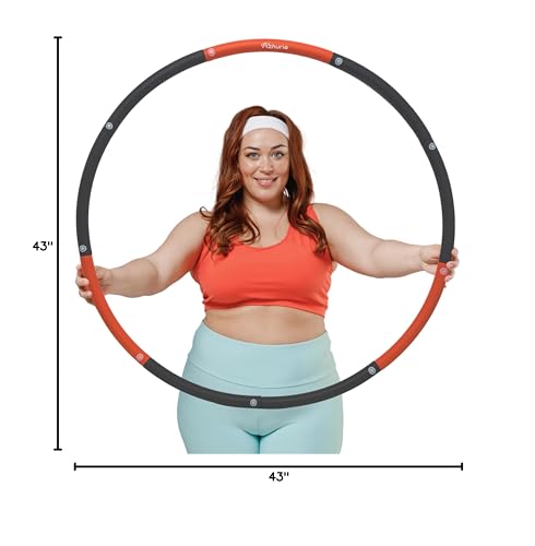 Weighted Hula Hoop Plus Size | 3.2lb weight, 43in diameter | Extra Large Hula Hoop for Adults Weight Loss | Easy to Spin, Soft Padding | Exercise Hoop for Beginners & Advanced Hoopers (Red, Black)