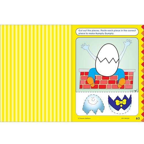 Carson Dellosa Scissor Skills Activity Book for Kids Ages 3-5, Colorful Animals, Shapes, and Line Formation Cut and Paste Activities, Kids Craft Book With Incentive Chart and Stickers, PreK+