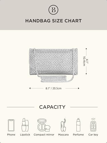 Coucoland Clutch Purses for Women, Formal Evening Bags with Glitter Rhinestones Party Shoulder Bag Wedding Cocktail Prom (Silver)