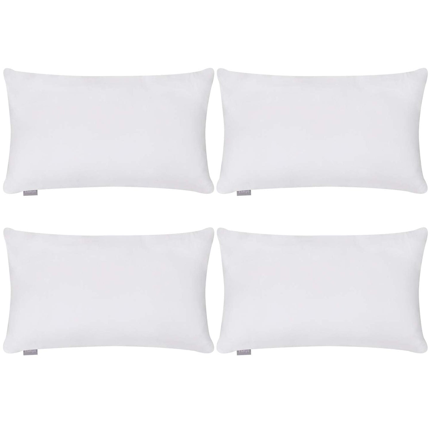 Thmyo 4-Pack 100% Cotton Lumbar Comfortable Solid Decorative Throw Pillow Case Rectangle Cushion Cover DIY Pillowcases for Sofa Bed(Only Covers,Not Pillows)(12x20inch/30x50cm,White)