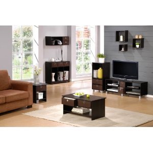 Furinno Dario End Table / Side Table / Night Stand / Bedside Table with Bin Drawer, 1-Pack, Espresso/Brown