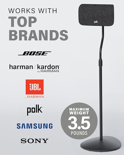 SANUS Speaker Stands Pair - Adjustable Height Speaker Stands for Satellite & Bookshelf Speakers up to 3.5lbs - Tool-Free Adjustment & Easy DIY Assembly