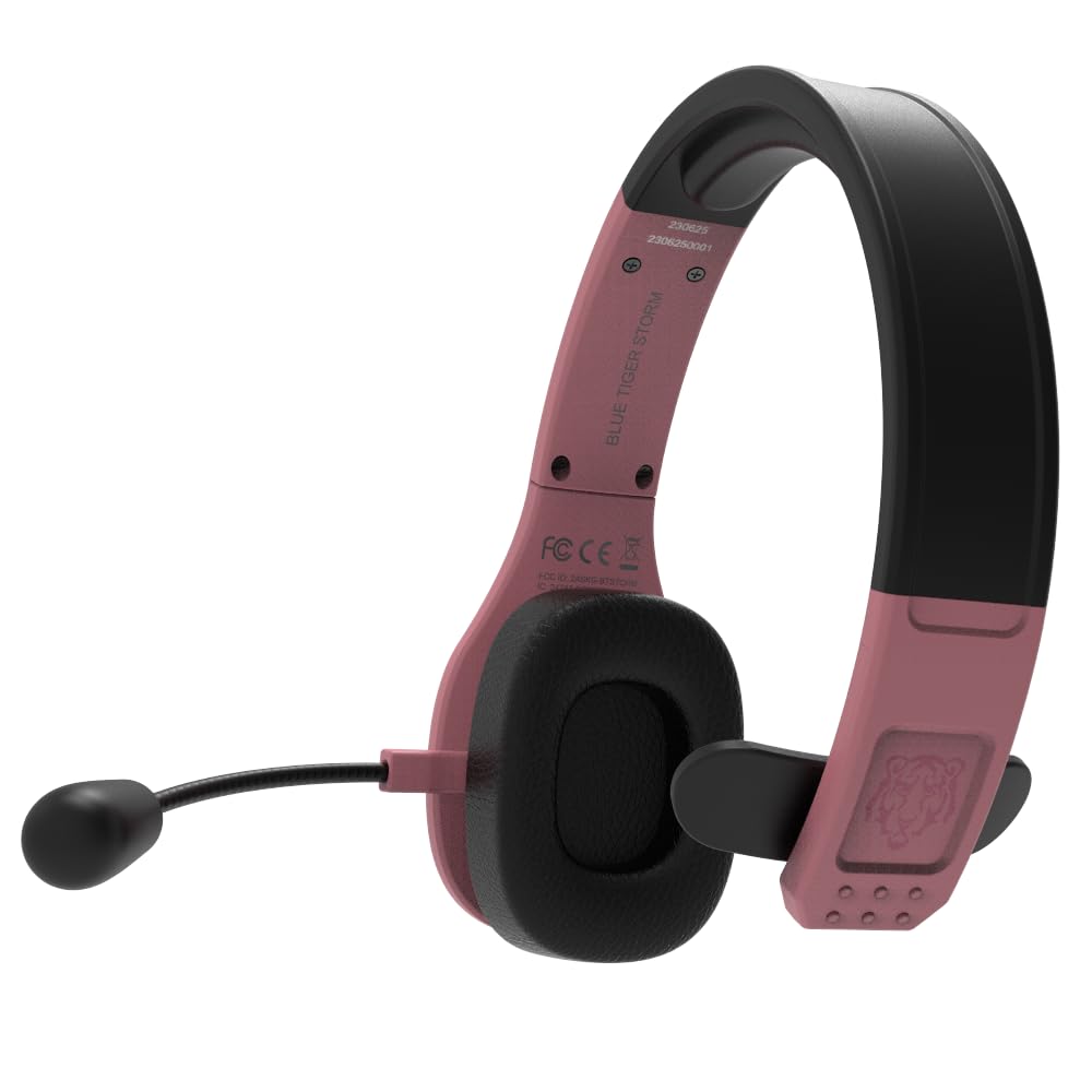 Blue Tiger Storm Rose Gold - Premium Trucker Bluetooth Headset-Wireless Noise Canceling Mono Headset with Mic -High-Fidelity Sound, 30-Hour Talk Time, USB-C Charging - For Truck Drivers, Bluetooth 5.0