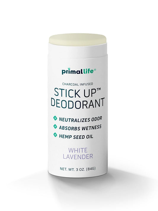 Stick Up Natural Deodorant for Women and Men with Bentonite Clay Powder, Arrowroot, Magnesium, Zinc, 3 oz. Vegan Deodorant for 3-4 months, White Coconut - Primal Life Organics
