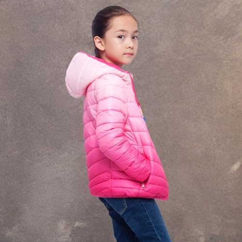 Rokka&Rolla Girls' Reversible Lightweight Puffer Jacket Hooded Water-Resistant Winter Coat