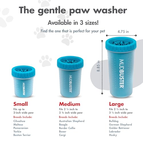 Dexas MudBuster Portable Dog Paw Cleaner, Large, Blue (PW720312)