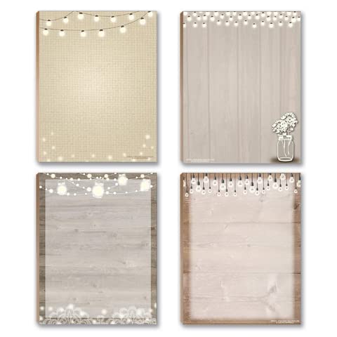 Stonehouse Collection Rustic Notepads - USA Made To Do List Notepad, Multi-Purpose Cute Stationery, Home Office Supplies, Pretty Notebook, 4 Assorted Design Notepads 4.25 x 5.5 inches each, Rustic