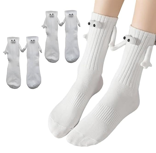 2 Pairs Magnetic Holding Hands Socks - Funny Gifts for Women & Men, Teens, Couples, Friends