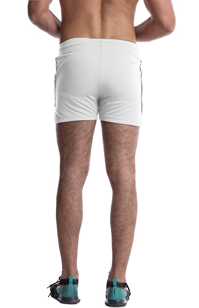 EVERWORTH Men's 3" Inseam Workout Shorts Quick Dry Gym Short Shorts Lightweight Athletic Shorts for Men with Liner and Zipper Pockets White US L