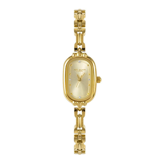 CARLIEN Women Vintage Petite Bracelet Gold Dainty Watch Small Oval Analog Quartz Watch Luxury Waterproof Ladies Diamonds Wristwatch (Gold)