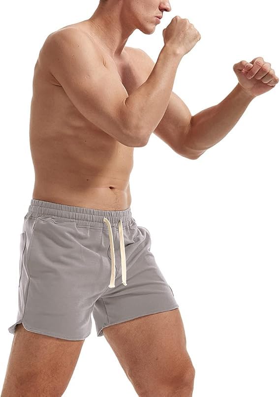 AIMPACT Athletic Shorts for Men 5 Inch Inseam Running Shorts Cotton with Pockets (Gray L)