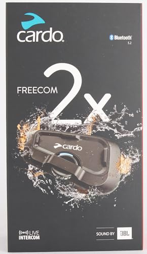 Cardo Systems FREECOM 2X Motorcycle 2-Way Bluetooth Communication System Headset - Black, Single Pack