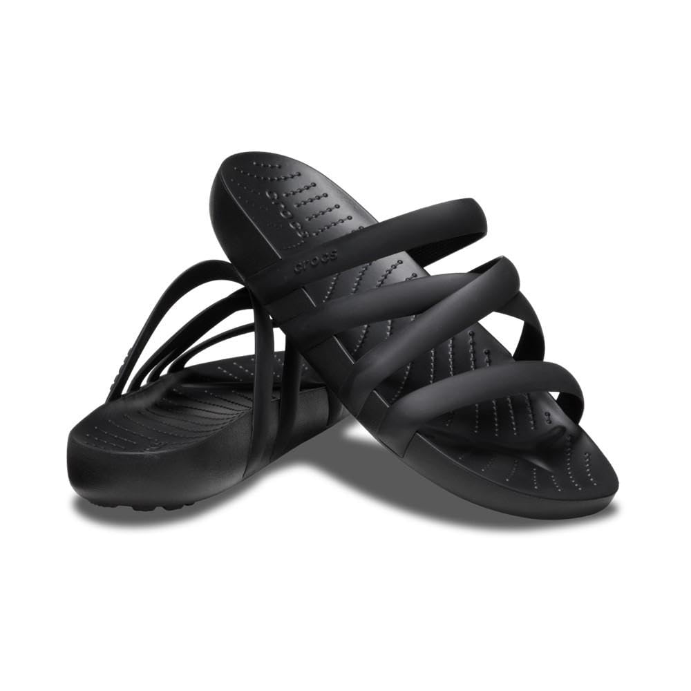 Crocs Women's Splash Strappy Sandals, Black, 7, Women