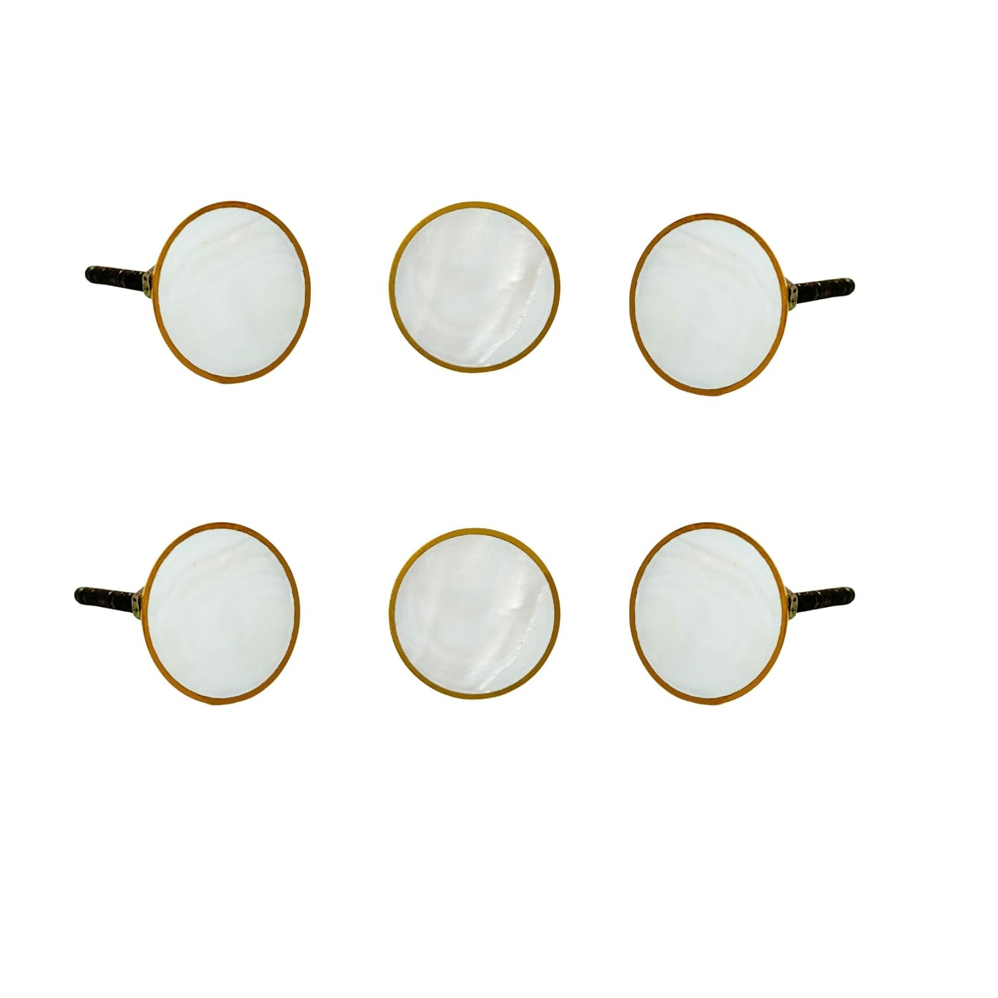 Perilla Home Set of 6 Metal Door Knobs - Decorative Round Door Knobs Moon Handle Elegant Addition for Cupboard Drawer Dresser Bedroom Kitchen Cabinet Wardrobe (1.6" Diameter) White