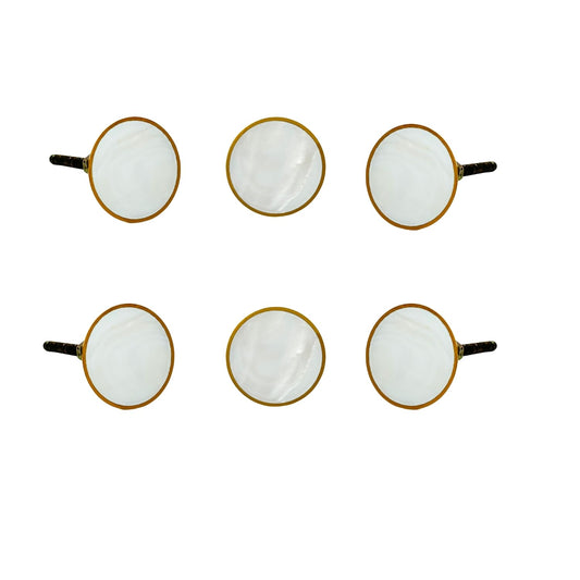 Perilla Home Set of 6 Metal Door Knobs - Decorative Round Door Knobs Moon Handle Elegant Addition for Cupboard Drawer Dresser Bedroom Kitchen Cabinet Wardrobe (1.6" Diameter) White