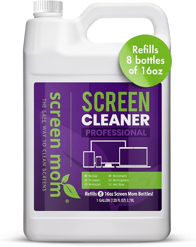 Screen Mom Screen Cleaner Spray and Microfiber Cloth 16oz Screen Cleaner Spray and Wipe for TV, Laptop, Computer, Phone, iPad, Car Screen Cleaning Kit Electronic Cleaner Spray