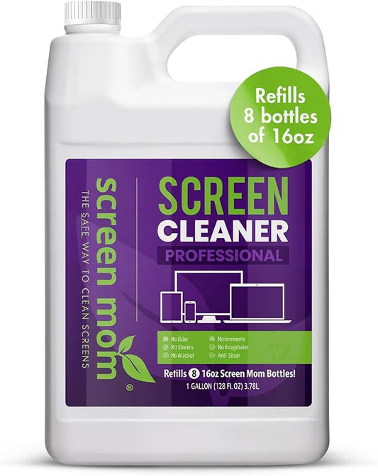 Screen Mom Screen Cleaner Spray and Microfiber Cloth 16oz Screen Cleaner Spray and Wipe for TV, Laptop, Computer, Phone, iPad, Car Screen Cleaning Kit Electronic Cleaner Spray