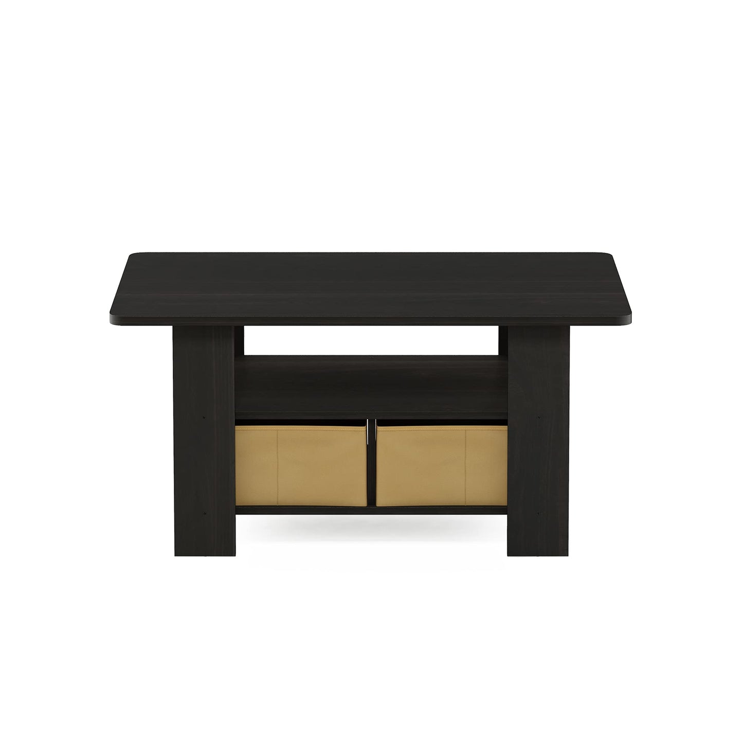 Furinno Andrey Coffee Table with Bin Drawer, Dark Espresso/Brown