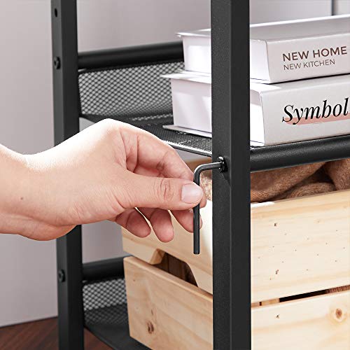 VASAGLE Nightstand, Set of 2 Side Tables, End Tables with Adjustable Mesh Shelves, for Living Room, Bedroom, Industrial, Stable Steel Frame, Easy Assembly, Rustic Brown and Black ULET24X