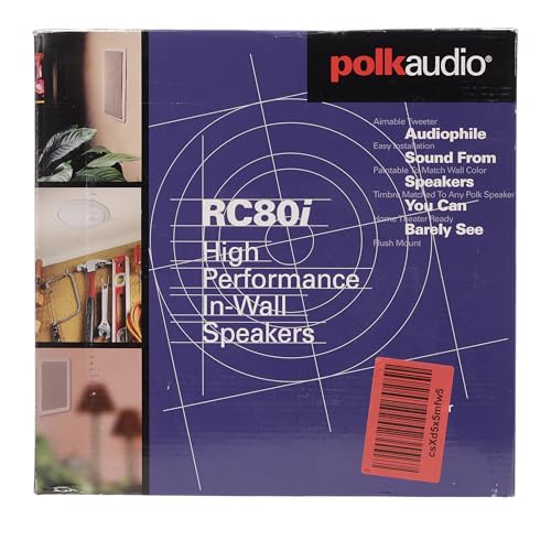 Polk Audio RC80i 2-Way Premium in-Ceiling 8" Round Speakers, Set of 2 Perfect for Damp and Humid Indoor/Outdoor Placement - Bath, Kitchen, Covered Porches (White, Paintable-Grille)