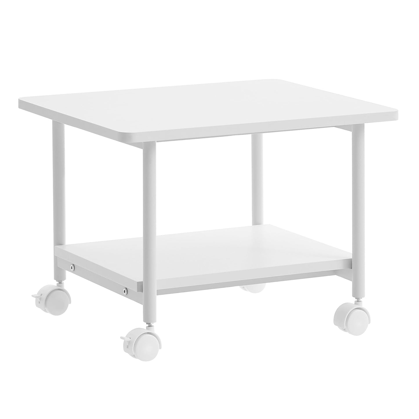 VASAGLE Printer Stand with Locking Wheels, 2-Tier Shelf, Industrial Under Desk Heavy-Duty Mobile Cart for Home Office, White UOPS002W01