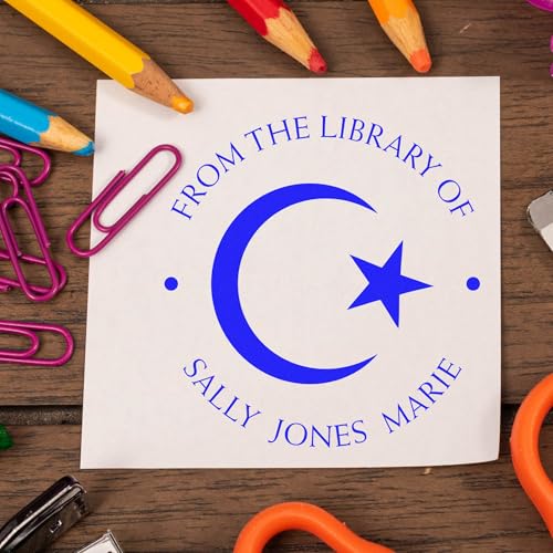 Personalized Name and Book Stamper - Self-Inking Respected Crescent Customized Library Stamp for Imams - Custom Book Stamp - Ideal for Personal Libraries, Religious Books, and Educational Materials