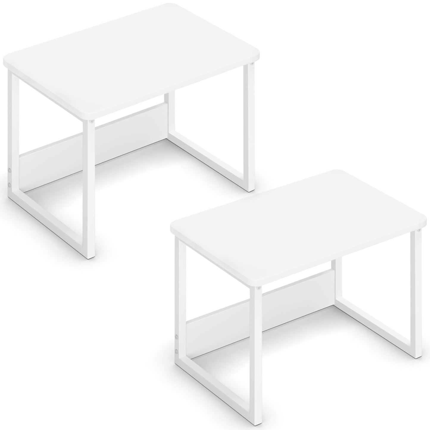 MARTY Desktop Printer Stand 2 Pack Printer Stand with Storage for Desk, Shelf Organzier for Home/Office Printer Riser Under Desk Small Table for Printer Fax Machine Scanner(White)