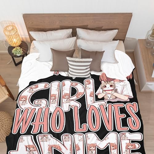 Anime Blanket Just A Girl Who Loves Anime Gifts for Girls Women Cozy Blanket for Bed Couch Sofa 30x40inches