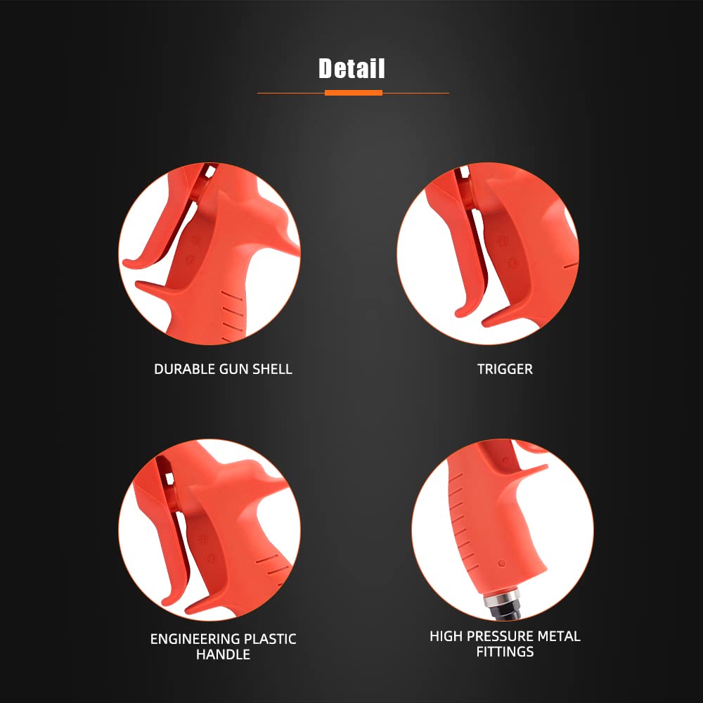 Air Pressure Blow Gun, SPTA 100mm High Power Air Detail Nozzle Blow Gun, Air Blow Gun with Anti-slip Rubber Coated Metal Handle, Adapt to Car Clean Care, Computer dust removal and household cleaning