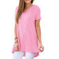 AWULIFFAN Summer Tops for Women Short Sleeve Casual Loose Tunic Top（Pink,Large）